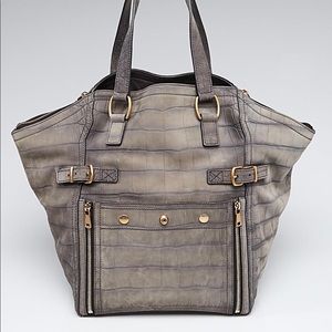 YSL Downtown crocodile embossed tote